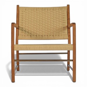 Sillón de Jardín de Madera de Teca para Exteriores, Respaldo de Cuerda Tejida a Mano, Muebles de Patio de Estilo Mid-Century para Proyectos de Villas, Hoteles y Resorts - Product Image 5