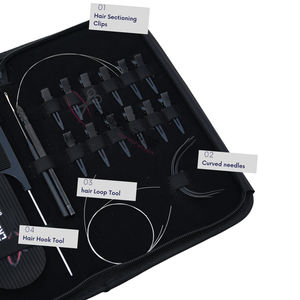 Kit d'outils pour extensions capillaires : Pince à micro-anneaux, outil de tirage, enfile-fils, peigne à queue, aiguilles, clip de sectionnement Velcro - Product Image 3