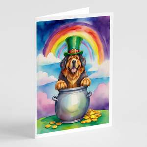 St Patrick's Day Tibetan Mastiff <b>Greeting</b> <b>Cards</b> Pack of 8 Whimsical A7 Size 5x7 Blank <b>Note</b> <b>Cards</b> with Envelopes - Product Image 1