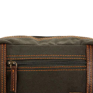 Vintage Letter Pattern Polyester Shave Kit Toiletry Bag with Zipper Closure Large Capacity Water Resistant Brown/Green Stitching - Product Image 4