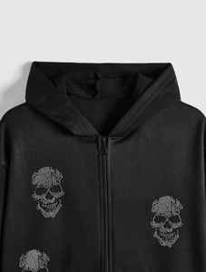 Sweat-shirts à fermeture éclair personnalisés avec strass, 100% coton, haute qualité, vêtements de sport d'hiver pour hommes, service OEM Pakistan - Product Image 4