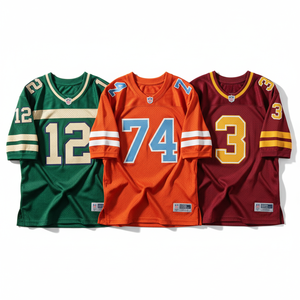 Jersey Retro Personalizado Premium de Malla, Cuello en V, Manga Corta, Unisex, Estilo Urbano, Fútbol Americano, Fútbol, Jersey Corto con Estampado Completo - Product Image 2