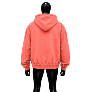 เสื้อฮู้ดซิปโอเวอร์ไซส์สีคอรัลสไตล์แฟชั่นคนเมือง พร้อมกระเป๋าอเนกประสงค์ ทรงโอเวอร์ไซส์ มีกระเป๋าหลายช่อง สไตล์ลำลอง ผ้าเฟรนช์เทอร์รี่ - Product Image 2