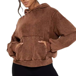 Sudadera con Capucha Vintage de Algodón Transpirable con Logotipo Personalizado Bordado para Primavera/Invierno, Tallas Grandes, al por Mayor, de Felpa Francesa, para Mujer, con Lavado Ácido - Product Image 4