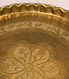 Stylish Brass Metal Moroccan <b>Round</b> <b>Tray</b> Handcrafted Dining <b>Tray</b> For Traditional Serving And Elegant Interior Decoration Ideas - Product Image 4