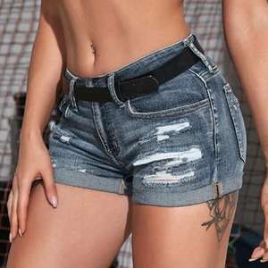 Shorts de Lentejuelas para Mujer, Estilo Urbano, Cintura Elástica, Corte Regular, Estampado de Leopardo, Estilo Motero, 100% Poliéster, Versátiles - Product Image 2