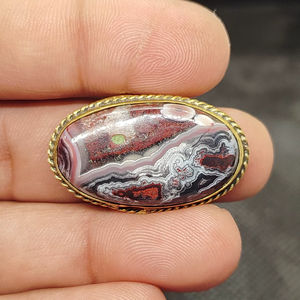 Best Selling Crazy Lace Agate Jasper Brass Grooved Cabochon Amazing <b>Crystal</b> Healing Loose Gemstone for Jewelry Making Bezel - Product Image 1