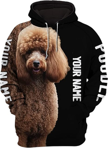 Sweat-shirt à capuche unisexe en polyester tricoté, coupe classique, imprimé Poodle par sublimation, décontracté, pour l'automne, avec logo au dos - Product Image 2