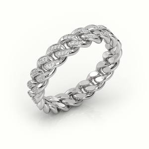 Bague chaîne cubaine en or 18 carats, style hip-hop, unisexe, minimaliste, pour usage quotidien, idée cadeau, diamants de laboratoire - Product Image 4