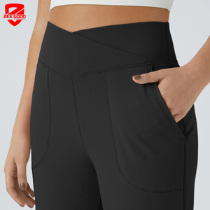 Pantalon de sport évasé V-Cross Fitness pour le levage des fessiers, taille croisée, leggings de yoga, tenue de sport pour la gym et l'extérieur, pantalon large pour l'entraînement - Product Image 6