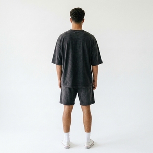 Wholesale <b>Mens</b> Summer Casual Wear <b>Shorts</b> <b>Short</b> Sleeve T-<b>Shirt</b> <b>Sets</b> Solid Pattern Breathable Lightweight Knitted 2-Piece <b>Sets</b> - Product Image 2
