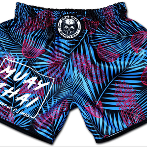 Muay Thai short high quality satin fabric custom logo breathable lightweight gym training <b>elastic</b> waistband fitness men women - Product Image 1