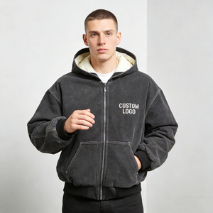 Sweat-shirts pour hommes tendance gris foncé avec logo personnalisé, doublure polaire, effet délavé vintage, coupe classique, poche, décontracté, hiver, écologique, 100% coton - Product Image 4