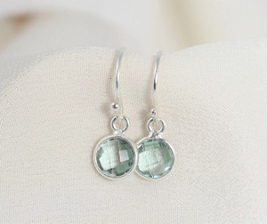 <b>Rainbow</b> Moonstone <b>Drop</b> Earrings - Round Shape Natural Stone Silver-Plated June Birthstone Jewelry for Women Design with Ear Wire - Product Image 4