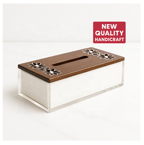 Ramadan 2026 Square Acrylic Storage Jars 3-Piece Set Wooden Lids Mother-of-Pearl Inlay Handmade Airtight Containers for Dry - Product Image 3