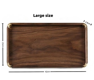 Bandeja de Servicio Ecológica de Madera de Nogal de Grado Comercial con Esquinas de Latón, Diseño Rústico para Catering, Cocina y Servicio de Té - Product Image 6