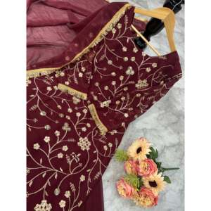 ชุดเสื้อและ lehenga สำหรับปาร์ตี้ของผู้หญิงพร้อมชุด dupatta - Product Image 2