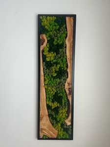 Mosaico de pared de madera Wildwood, arte de musgo Nature Nexus, decoración de pared de madera rústica con follaje, arte colgante con marco rectangular - Product Image 5