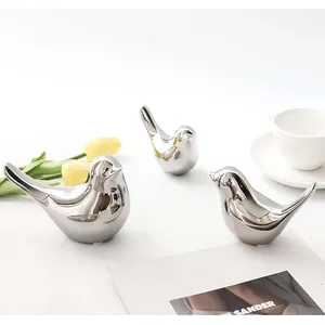 Silver Plated Stainless Steel Bird Figurine Modern Home Decoration Animal Sculpture Polished Metal Craft - Product Image 2