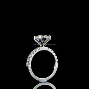 925 Sterling <b>Silver</b> Vintage Style Constellation Design <b>Solitaire</b> <b>Ring</b> 3 Ct Brilliant Cut Moissanite Engagement Women's Rhodium - Product Image 5