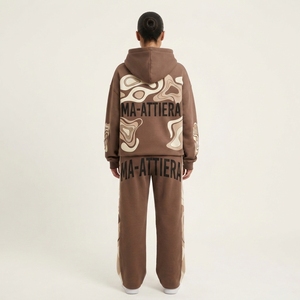 Conjunto de Sudadera con Capucha Oversize y Pantalones Deportivos para Mujer, con Bloques de Color, Estampado Gráfico y Bolsillo Canguro - Product Image 2