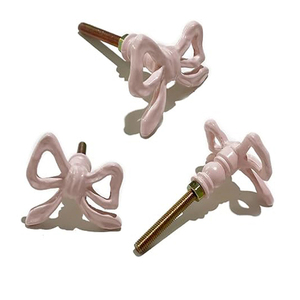 Pink Bow-shaped <b>Metal</b> Cabinet Knobs, Elegant Creative Bowknot Handles for Cabinets Wardrobes <b>Cupboards</b> Dressing <b>Metal</b> Knobs - Product Image 1