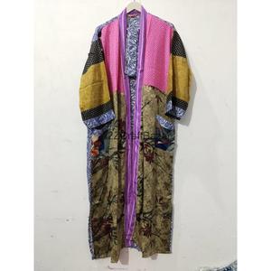 100% Pure Silk Knitted Patchwork V-neck Drawstring Closure Full Length Three Quarter Sleeve Soft Breathable Quick Dry Women - Product Image 6