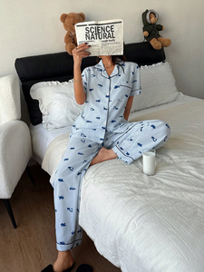 Conjunto de Pijamas de Alta Calidad para Mujer, 2 Piezas, Ligero, 100% Seda, Térmico, Elegante, Ropa de Dormir, Logotipo Personalizado, OEM, Venta al Por Mayor - Product Image 4