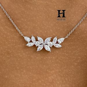 Luxury Marquise Cut Diamond Vine Necklace 925 Sterling <b>Silver</b> Floral Cluster Statement Pendant for Women Bridal Wedding Jewelry - Product Image 1