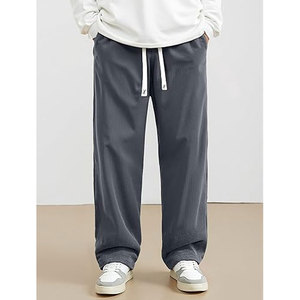 Pantalon en velours côtelé pour homme, décontracté, coupe ample, jambe large, style jogging, taille élastique avec cordon de serrage et poches, confortable - Product Image 2