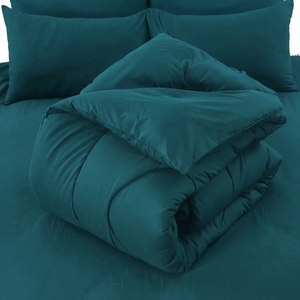 Juego de Edredón Esmeralda Reversible con Patrón Azul y Blanco, Cosido, 100% Algodón T-150, Transpirable para Todas las Estaciones, Uso Doméstico - Product Image 4