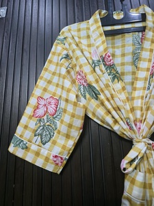 Bata Kimono de Algodón para Mujer, Cuello en V, Larga, Estampado Floral, Ligera, para Baño, Verano, Ropa de Estar por Casa, Camisón Informal - Product Image 3