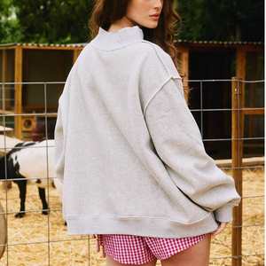 Sudadera Larga de Cuello Alto para Mujer, 100% Algodón, Felpa Ecológica, Ligera, Transpirable, Informal, Otoño Invierno - Product Image 2