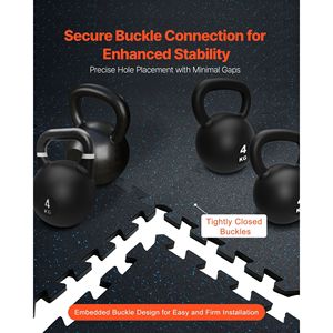 Tapis de sol de gym épais de 0,56 pouce, 6 dalles en caoutchouc avec dessus en mousse EVA, 25 po x 25 po, couverture de 25 pi² pour l'entraînement - Product Image 6