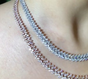 สร้อยคอทอง 9 มม. ประดับเพชรโมอิสซาไนต์สำหรับผู้หญิงและผู้ชาย แบบ Iced Out CZ Miami Cuban Link สไตล์ฮิปฮอป - Product Image 3