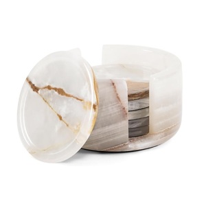 Sous-verre rond en marbre brun massif, très vendu, pour le thé, le café, les boissons, la décoration, pour la maison - Product Image 3