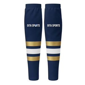 Men Navy Blue Gold Hockey <b>Socks</b> Polyester Athletic Sports <b>Socks</b> Team Uniform <b>Long</b> <b>Socks</b> Training Match Wear Performance Clothing - Product Image 2