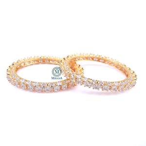 18K Gold Plated CZ Number Bangles-Trendy Chain Link Bracelets for Gifts - Product Image 2