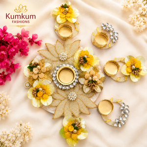 Elegant Handmade Floral Pearl Rangoli Centerpiece Tealight <b>Candle</b> <b>Holders</b> Eco-Friendly Durable Wedding Decor Diwali Table - Product Image 2
