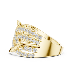 Anillo de Oro Amarillo de Lujo con Diseño Infinito Cruzado para Mujer, Anillo de Múltiples Hileras con Pavé, Joyería de Aniversario de Bodas, Regalo - Product Image 5