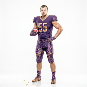 Uniforme de Fútbol Americano Morado Brillante con Detalles Dorados, Uniforme de Fútbol Americano de Primera Calidad con Servicios OEM a Precio de Mayoreo - Product Image 2