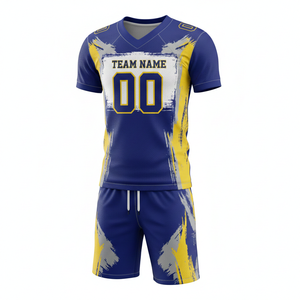 Uniforme de football américain en gros, couleur personnalisée, impression par transfert thermique, respirant, manches courtes, unisexe, adulte - Product Image 1