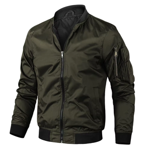 Wholesale Customizable Plus Size Casual Flight Bomber Jacket Coated Quick Dry Breathable Zipper Waterproof Stand Woven Fabric - Product Image 2