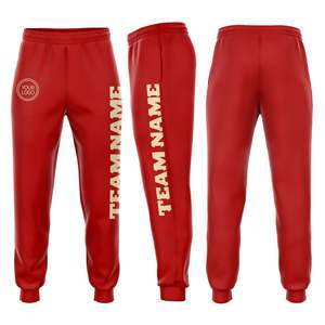 Pantalon de survêtement rouge pour homme, taille élastique, logo personnalisé, impression du nom de l'équipe, joggers décontractés, respirant, en polyester, pour l'automne - Product Image 2