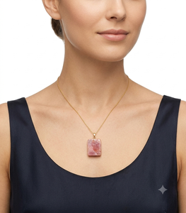 Colgante Rectangular de Cuarzo Rosa, Piedra Pulida para la Fabricación de Joyería y Collares - Product Image 4
