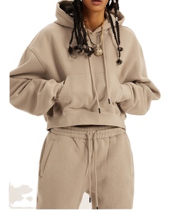 Women's Outdoor Crop <b>Top</b> Hoodie Set Women's Multi-color Solid Color Blank Hoodie Set 2026 - Product Image 3