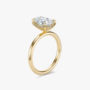 Anillo de Compromiso Solitario con Diamante Cultivado en Laboratorio de 2 Quilates, Corte Pera, en Oro Amarillo de 14 Quilates con Detalle de Halo Oculto, Lujoso para Mujer - Product Image 2
