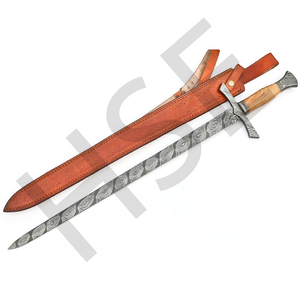 Espada de Damasco Hecha a Mano - Espada Corta con Funda, Doble Filo, Estilo Griego Medieval - Product Image 5