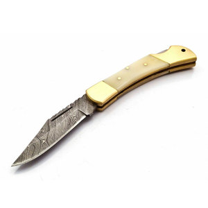 Damascus Steel Folding Pocket Knife Handmade Pattern Steel Compact Outdoor Knife <b>Camping</b> Hiking Travel Utility <b>Tool</b> - Product Image 3