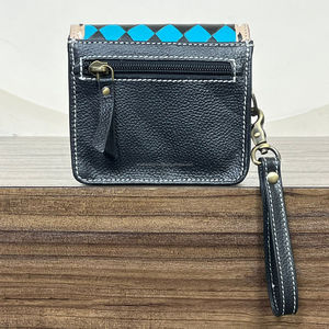 Nouveau Porte-monnaie en cuir de vachette travaillé grande capacité 2025, motif damier western, mini portefeuille, petite pochette avec dragonne - Product Image 5
